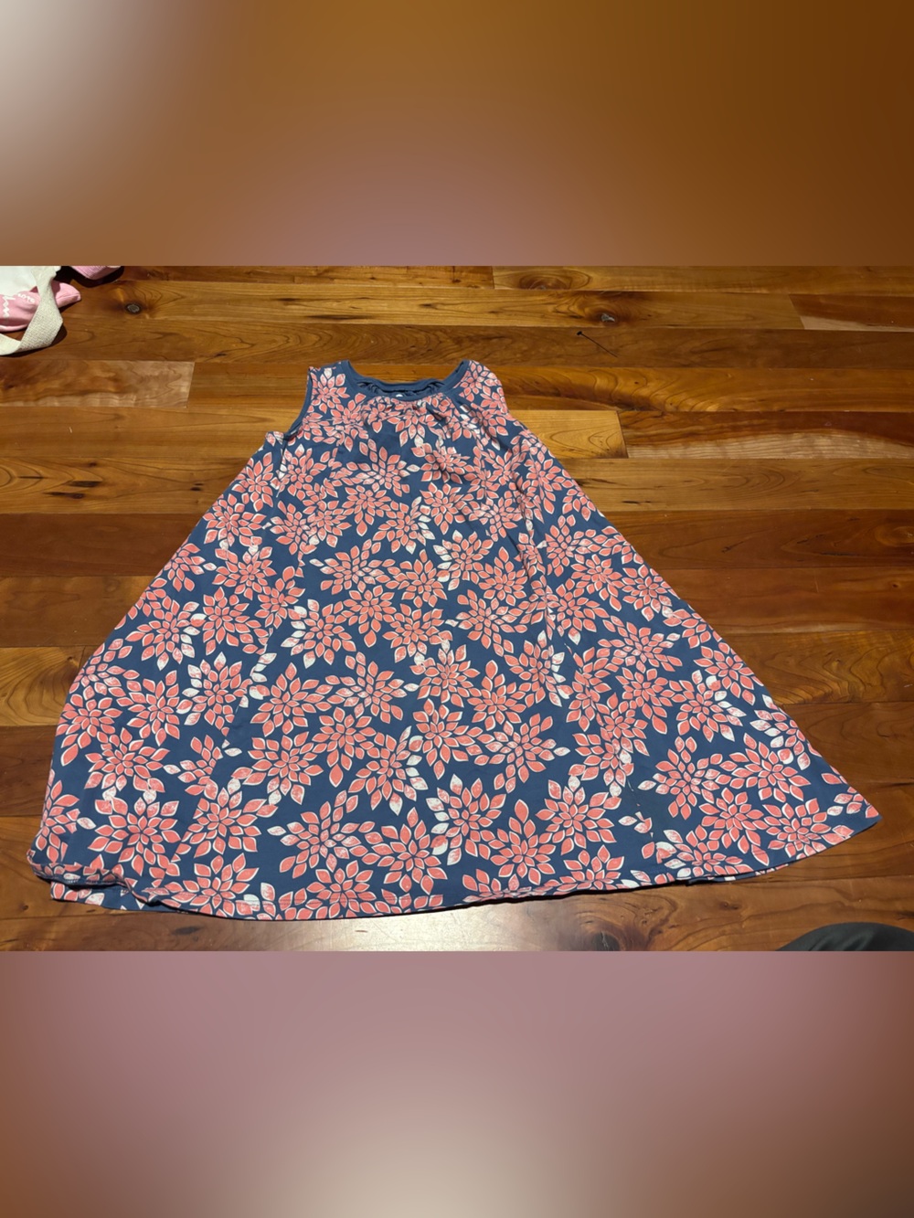 Tea Collection Navy and Coral Floral Swing Skirt 100% Cotton